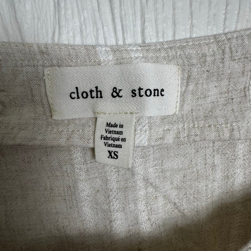 Cloth & Stone Square Neck Button Front Tank Rayon Linen Blend Sz XS Cream White - Picture 4 of 6